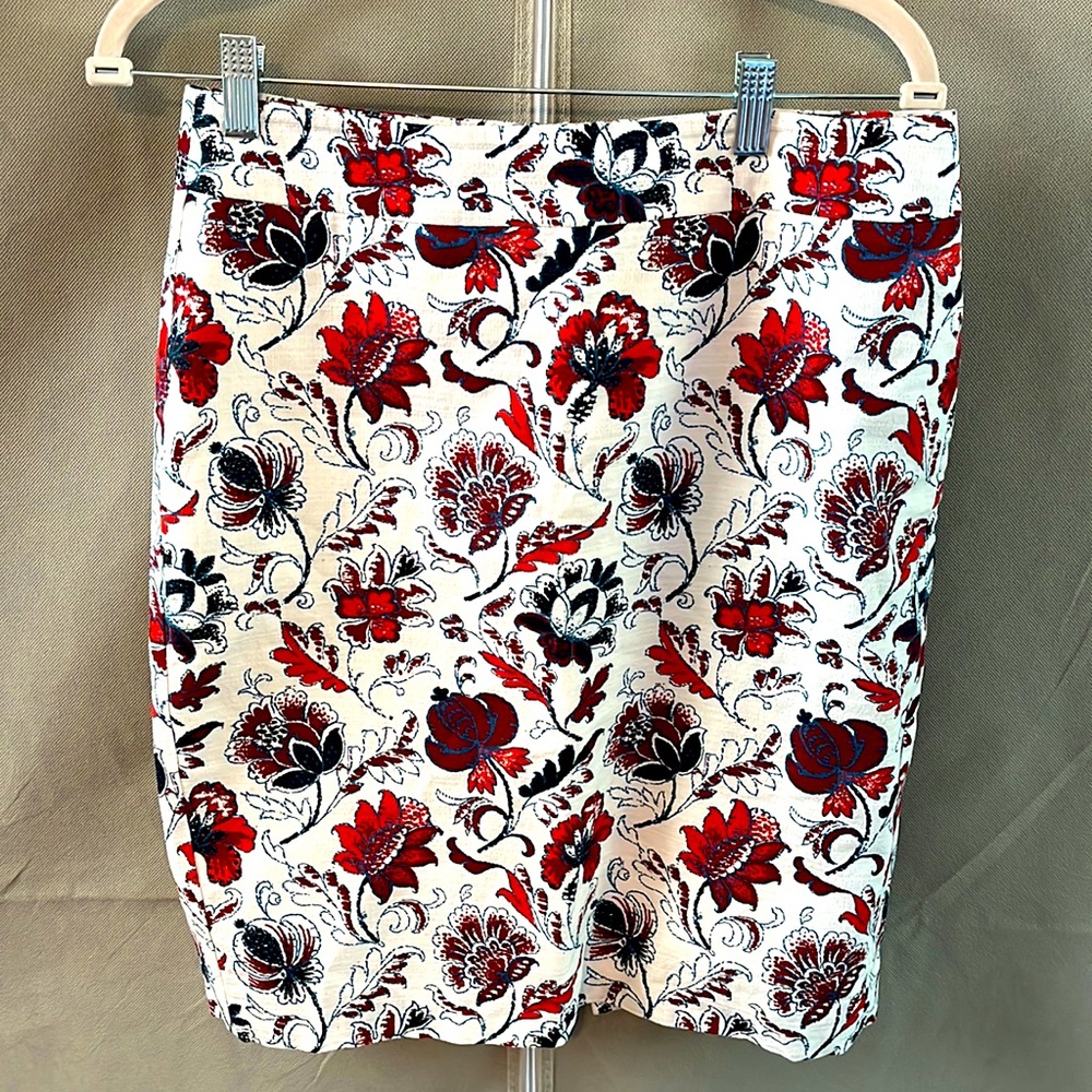 Ann Taylor, Classic Pencil Skirt, Red, Navy Women's 6